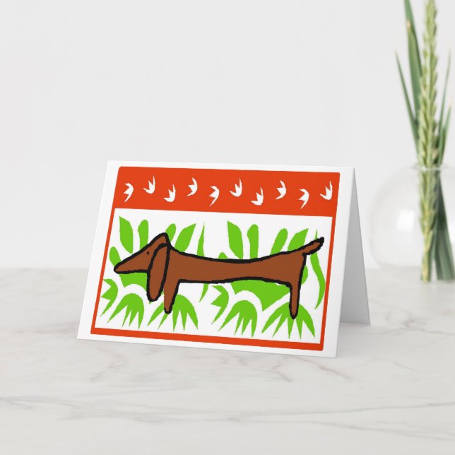 Tarjeta Festiva Dachshund Feliz feriado (Anverso)