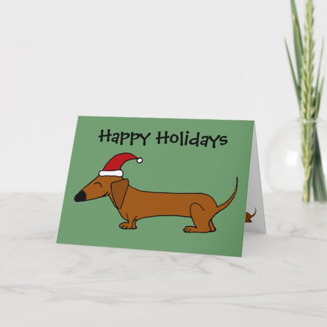 Tarjeta Festiva Dachshund gracioso en el Personalizado de Navidade (Anverso)