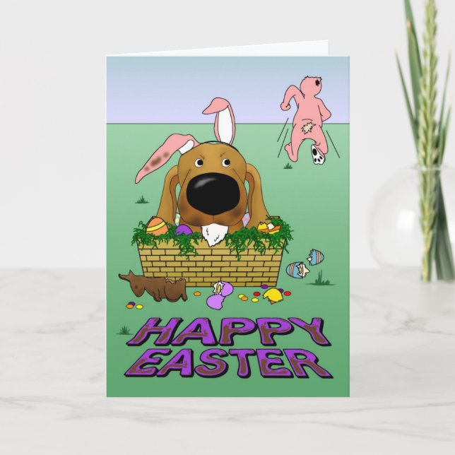 Tarjeta Festiva Dachshund Happy Easter Card (Anverso)
