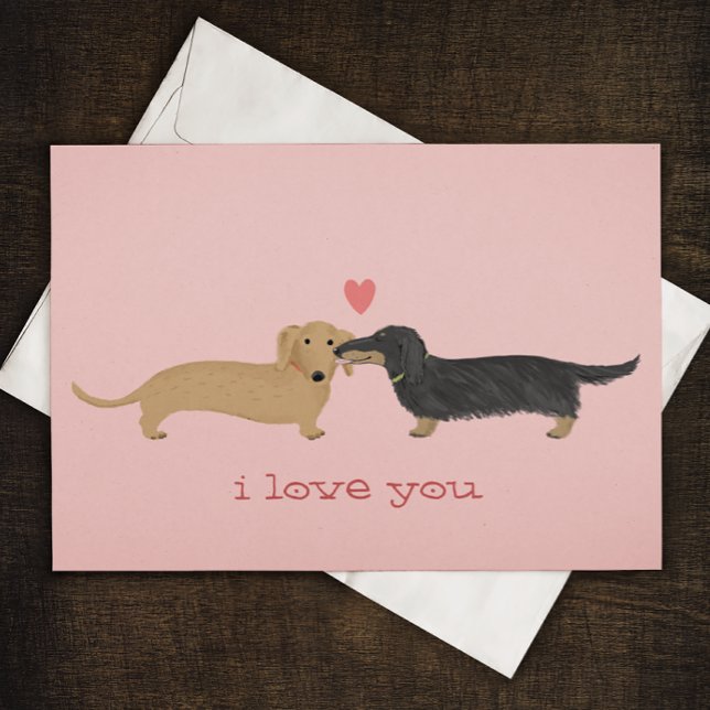Tarjeta Festiva Dachshund Kiss Wiener Perros Love Valentine Card (Subido por el creador)