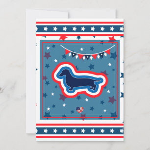 Tarjeta Festiva Dachshund Patriótico Rojo Blanco y Azul 4 de Julio