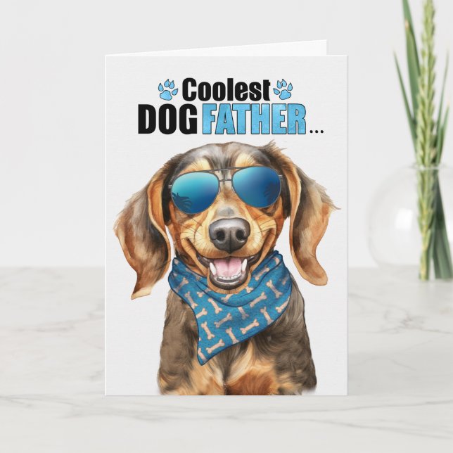 Tarjeta Festiva Dachshund Perro marrón El Día del Padre más frío (Anverso)