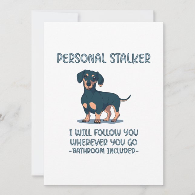 Tarjeta Festiva Dachshund Personal Stalker (Anverso)