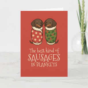Tarjeta Festiva Dachshund salchichas en Navidades de mantas