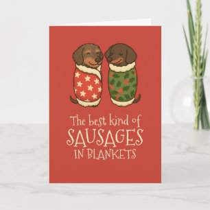 Tarjeta Festiva Dachshund salchichas en Navidades de mantas