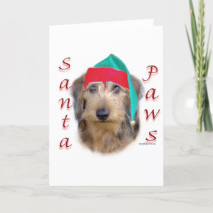 Tarjeta Festiva Dachshund Santa Paws