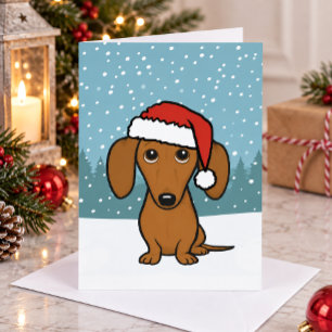 Tarjeta Festiva Dachshund Santa Perro Salchicha Navideño Lindo Nav