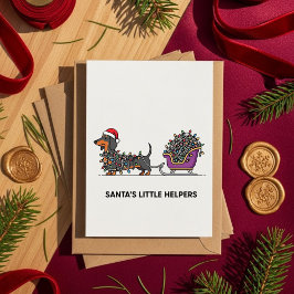 Tarjeta Festiva Dachshund Sleigh Ride Funny Christmas Dog Card