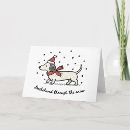 Tarjeta Festiva Dachshund Through the Snow - Funny Christmas Card
