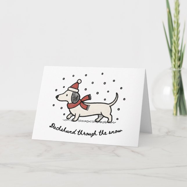Tarjeta Festiva Dachshund Through the Snow - Funny Christmas Card (Anverso)