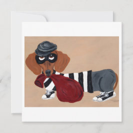 Tarjeta Festiva Dachshund Treat Thief Burglar