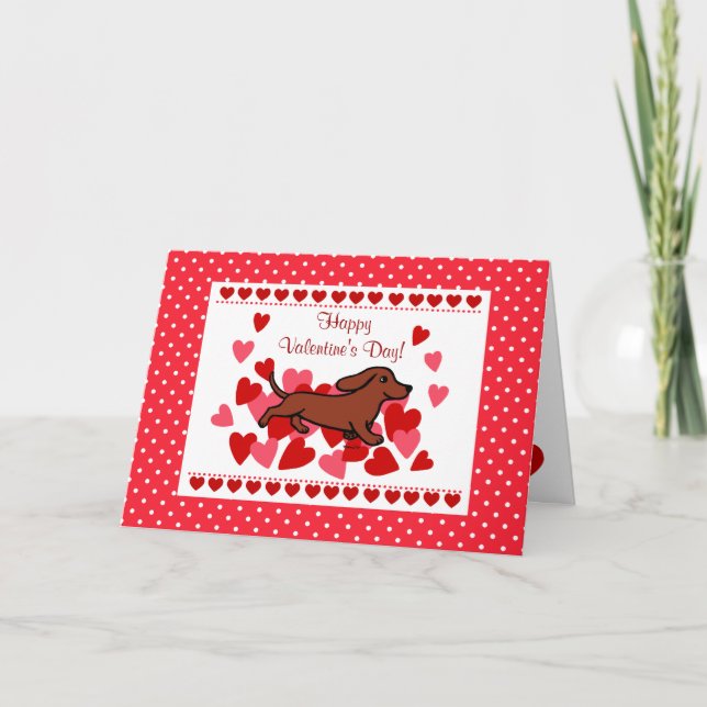 Tarjeta Festiva Dachshund Valentine Personalizado (Anverso)