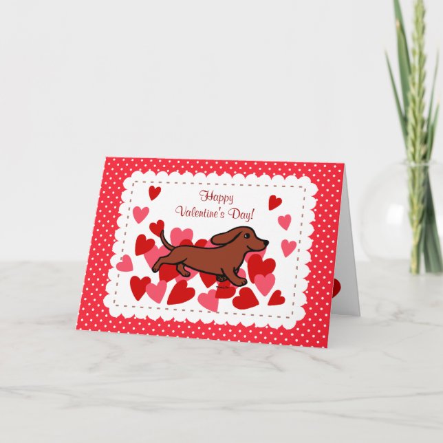 Tarjeta Festiva Dachshund Valentine Personalizado (Anverso)