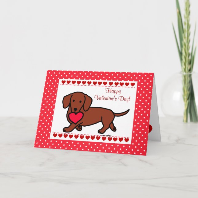 Tarjeta Festiva Dachshund Valentine Personalizado (Anverso)