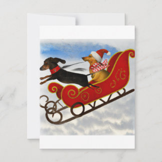 Tarjeta Festiva Dachshunds festivos y Navidades de Santa Sofía Ca