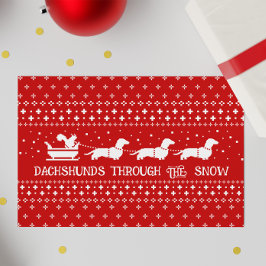 Tarjeta Festiva Dachshunds Navidades perros en viaje de Sleigh