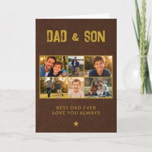 Tarjeta Festiva Dad & Son Faux Leather Familia 6 Fotos 