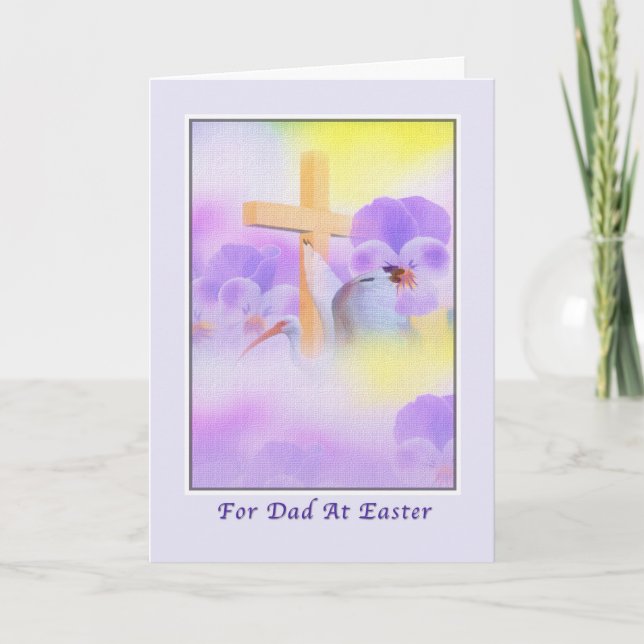 Tarjeta Festiva Dad's Easter Card with Flowers and Cross (Anverso)