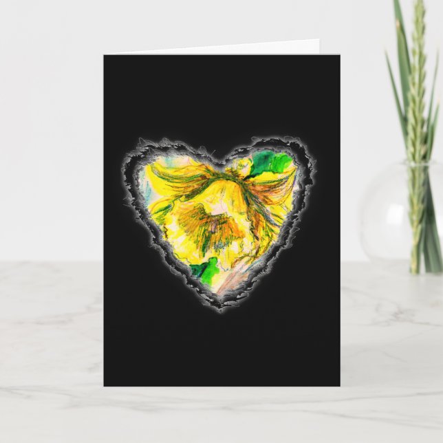 Tarjeta Festiva Daffodil Heart Valentine Love Romance Card (Anverso)