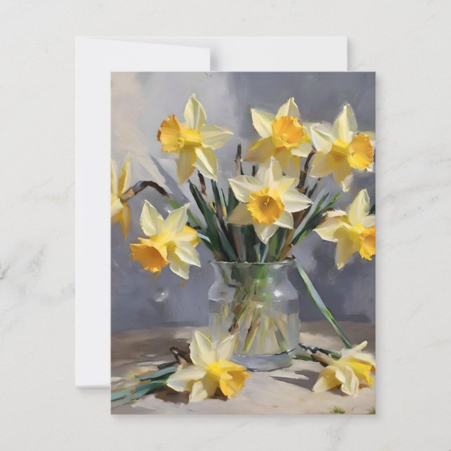 Tarjeta Festiva Daffodils de Pascua D - Aceites (Anverso)