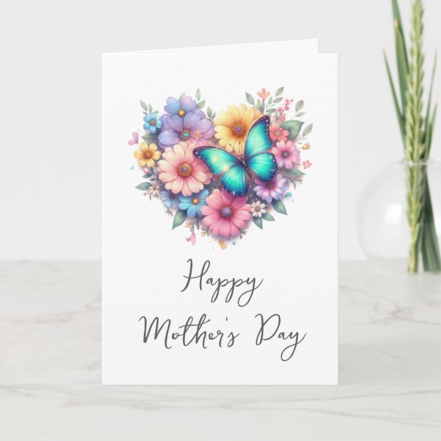 Tarjeta Festiva Daisy Flowers with a Blue Butterfly Mother's Day (Anverso)