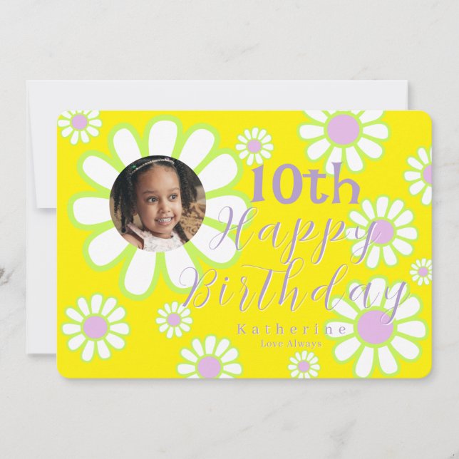 Tarjeta Festiva Daisy Simple Photo Yellow (Anverso)