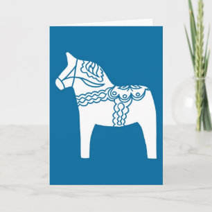 Tarjeta Festiva Dala Horse Blue