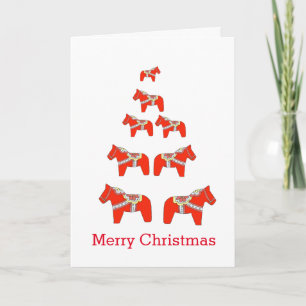 Tarjeta Festiva Dala Horse Christmas Tree Card