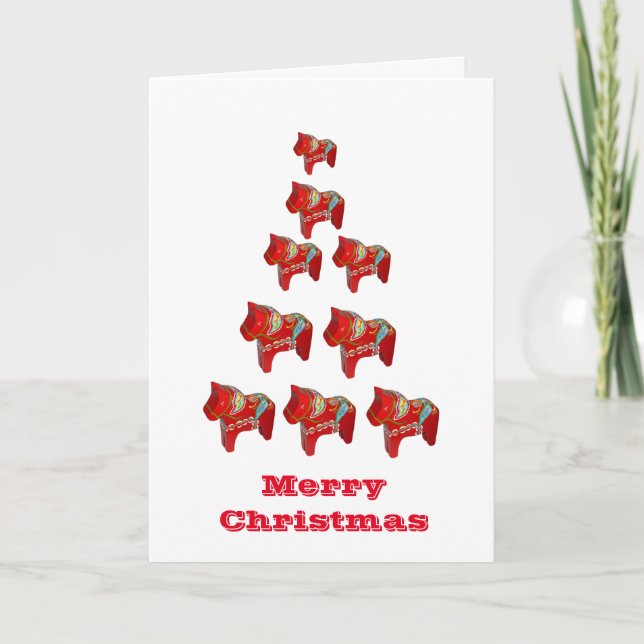 Tarjeta Festiva Dala Horse Christmas Tree Card (Anverso)