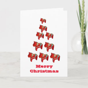 Tarjeta Festiva Dala Horse Christmas Tree Card