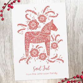Tarjeta Festiva Dala Horse God Jul