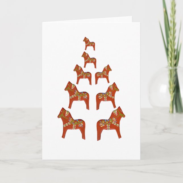 Tarjeta Festiva Dala Horse Holiday Card (Anverso)