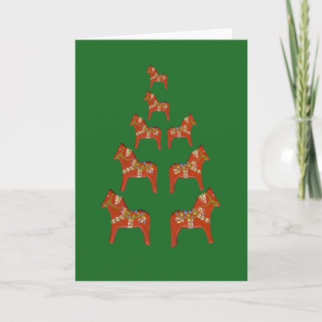 Tarjeta Festiva Dala Horse Holiday Card (Anverso)
