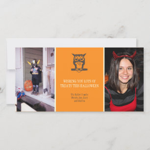 Tarjeta Festiva Dale dos fotos a la naranja de búho honesta Hallow