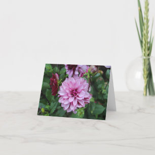 Tarjeta Festiva Dalia de jardín púrpura en plena floración