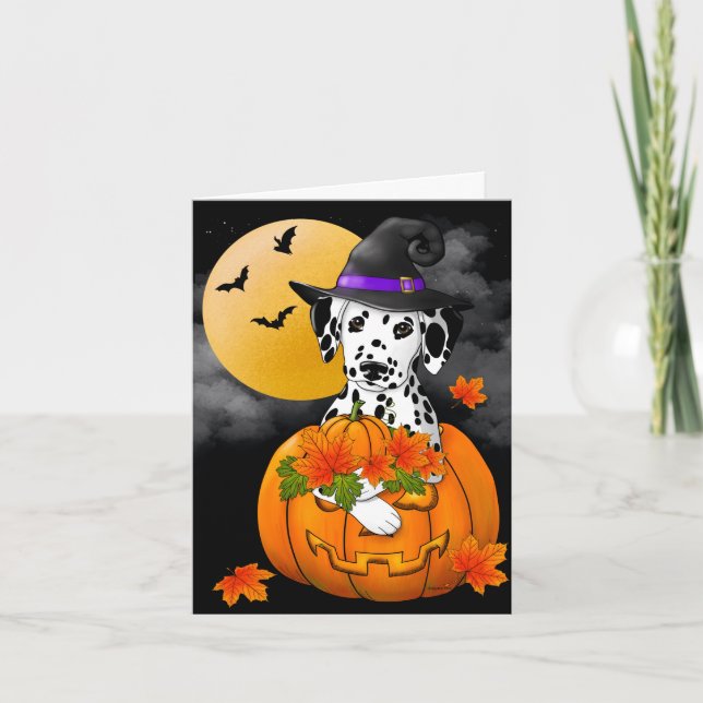 Tarjeta Festiva Dalmacia Feliz Halloween (Anverso)