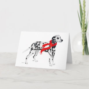 Tarjeta Festiva Dálmata con una bufanda roja