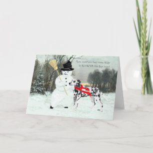 Tarjeta Festiva Dálmata en nieve de invierno
