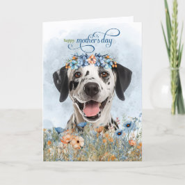 Tarjeta Festiva Dalmatian Dog Wildflowers Mother's Day