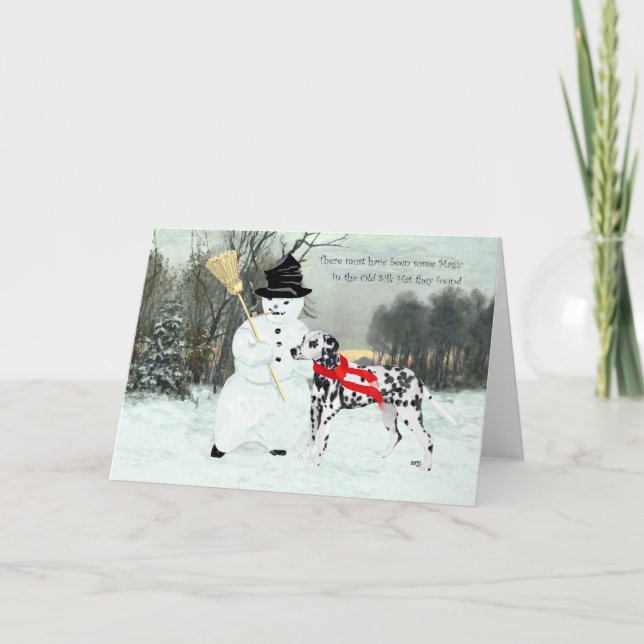 Tarjeta Festiva Dalmatian en nieve invernal (Anverso)