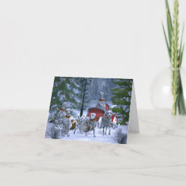 Tarjeta Festiva Dalmations Pull Santa's Sleigh Navidades Card