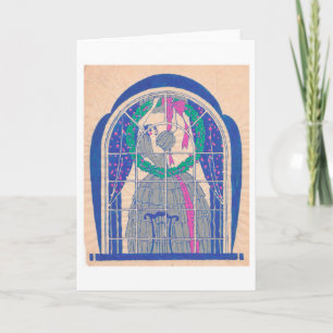 Tarjeta Festiva Dama colonial colgando una corona