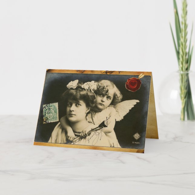 Tarjeta Festiva DAMA CON El día de San Valentín DE SELLO DE CERRAM (Anverso)