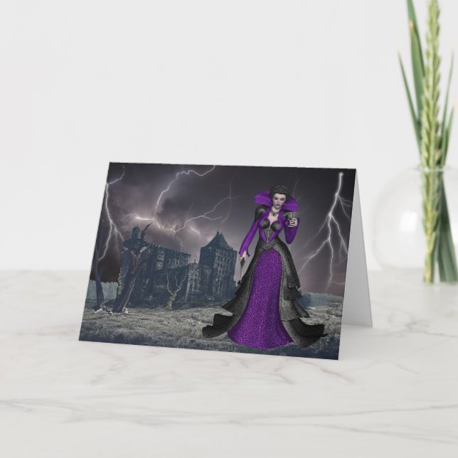 Tarjeta Festiva Dama de la Halloween Manor (Anverso)