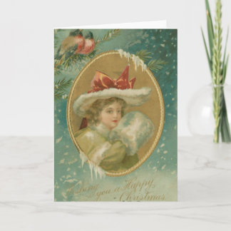 Tarjeta Festiva Dama de Navidades victorianos de época