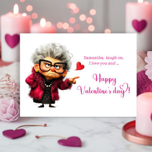Tarjeta Festiva Dama Enfadada Divertida Estado de Ánimo Rosa Calie