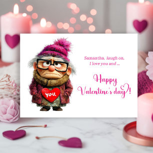 Tarjeta Festiva Dama Gruñona Divertida Trayendo Valentín con Sabor