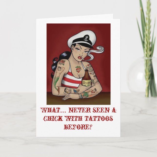 Tarjeta Festiva Dama Tattooed (Anverso)