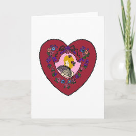 Tarjeta Festiva Dama vampiro valentín cabello rubio