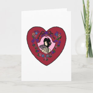 Tarjeta Festiva Dama vampiro valentine cabello negro